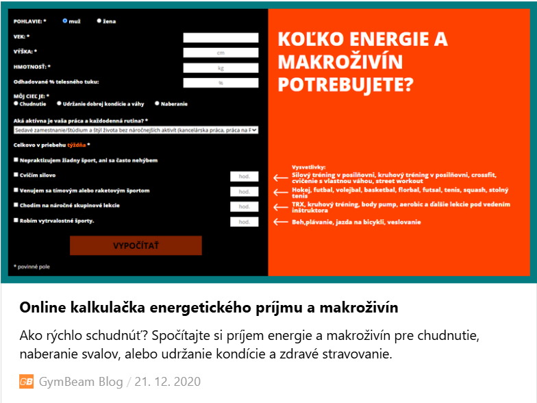 Gym Beam Kalkulačka - Pošvanc Fitness