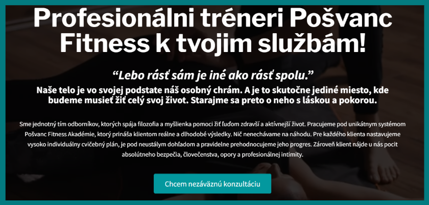 Pošvanc Fitness - 30 minutová konzulátcia Zdarma
