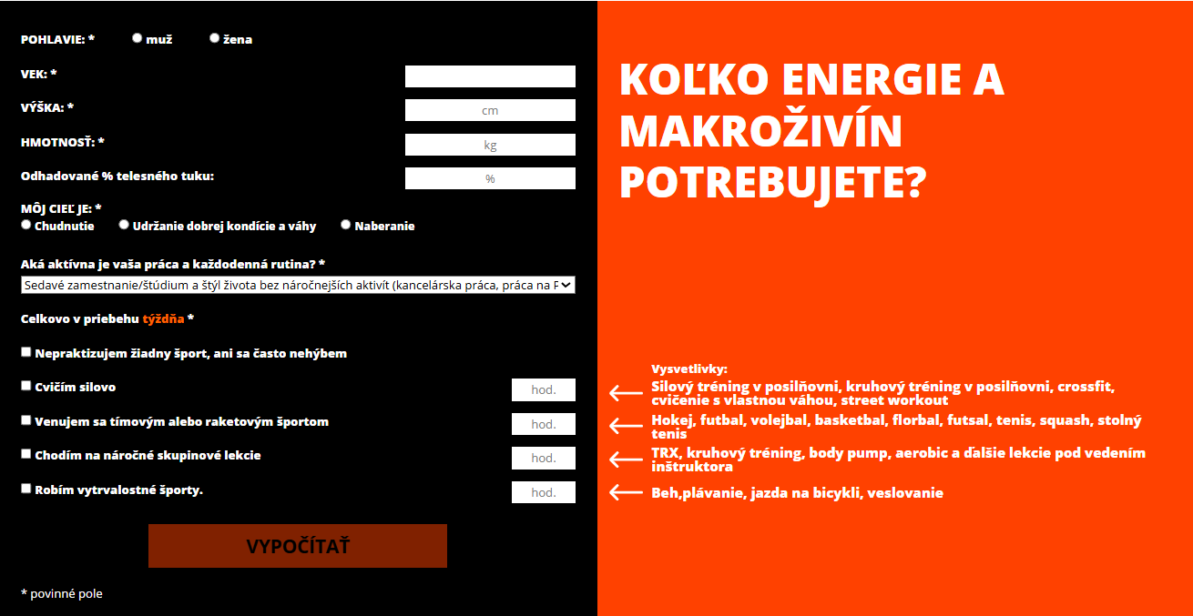 Gym Beam Kalkulačka kalorického príjmu